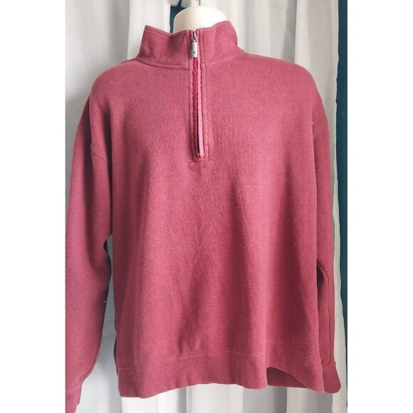 Orvis Men's Quarter Zip Pullover Sweater XL Burgundy 100% Cotton - Picture 3 of 4